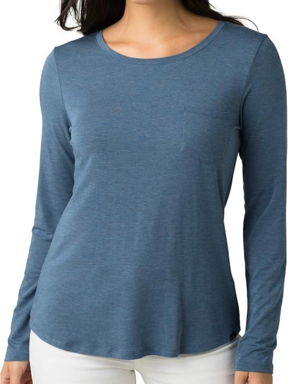 Prana Women's Basic Boxy Relaxed Foundation Long Sleeve Crewneck Tencel Soft Top